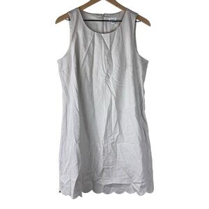 NWT J. Crew Factory Beige Scalloped Hem Sleeveless Linen Shift Dress